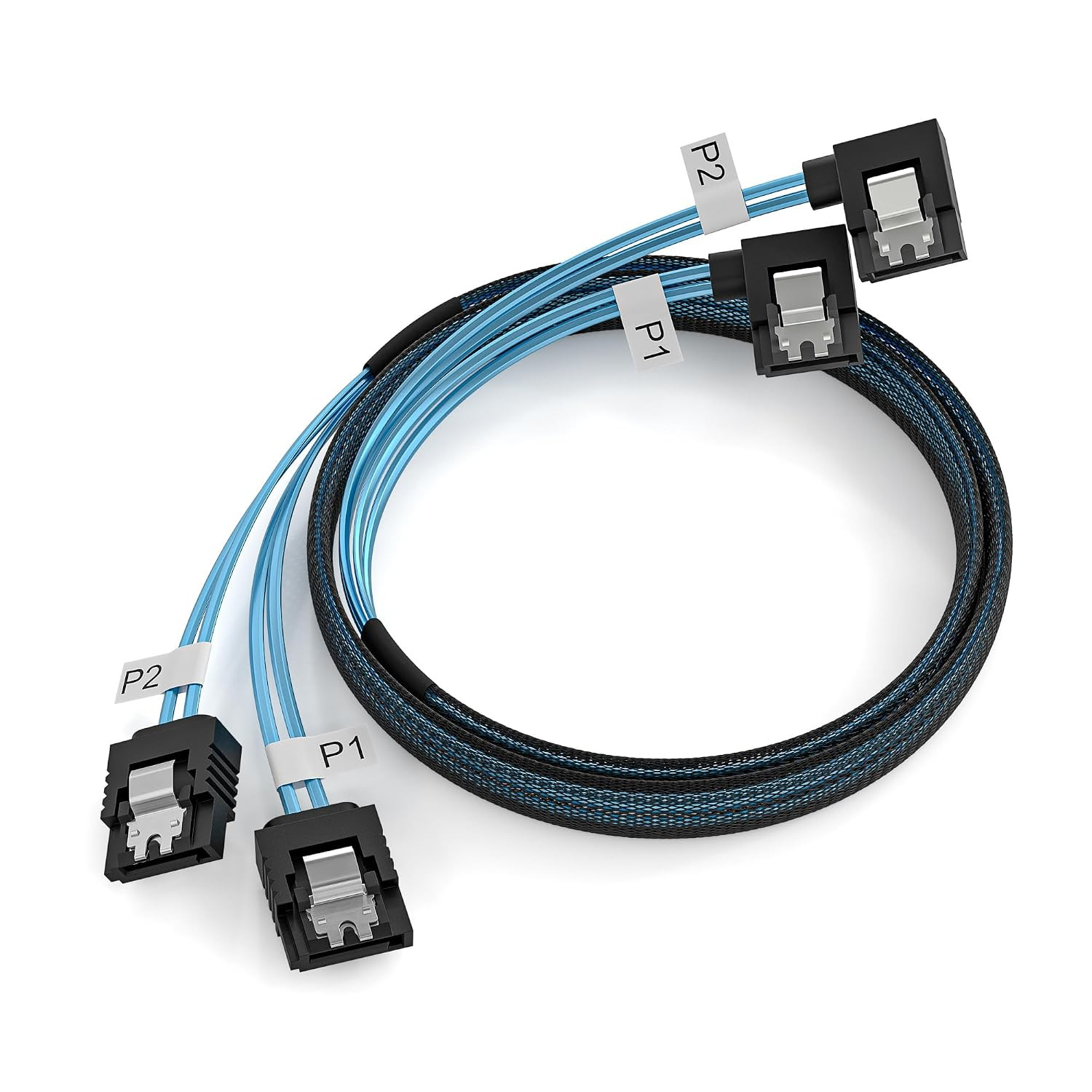 SATA-III Cable, 2-Pack 90 Degree 19 Inch 6Gbps Right Angle Data Cable Replacemen