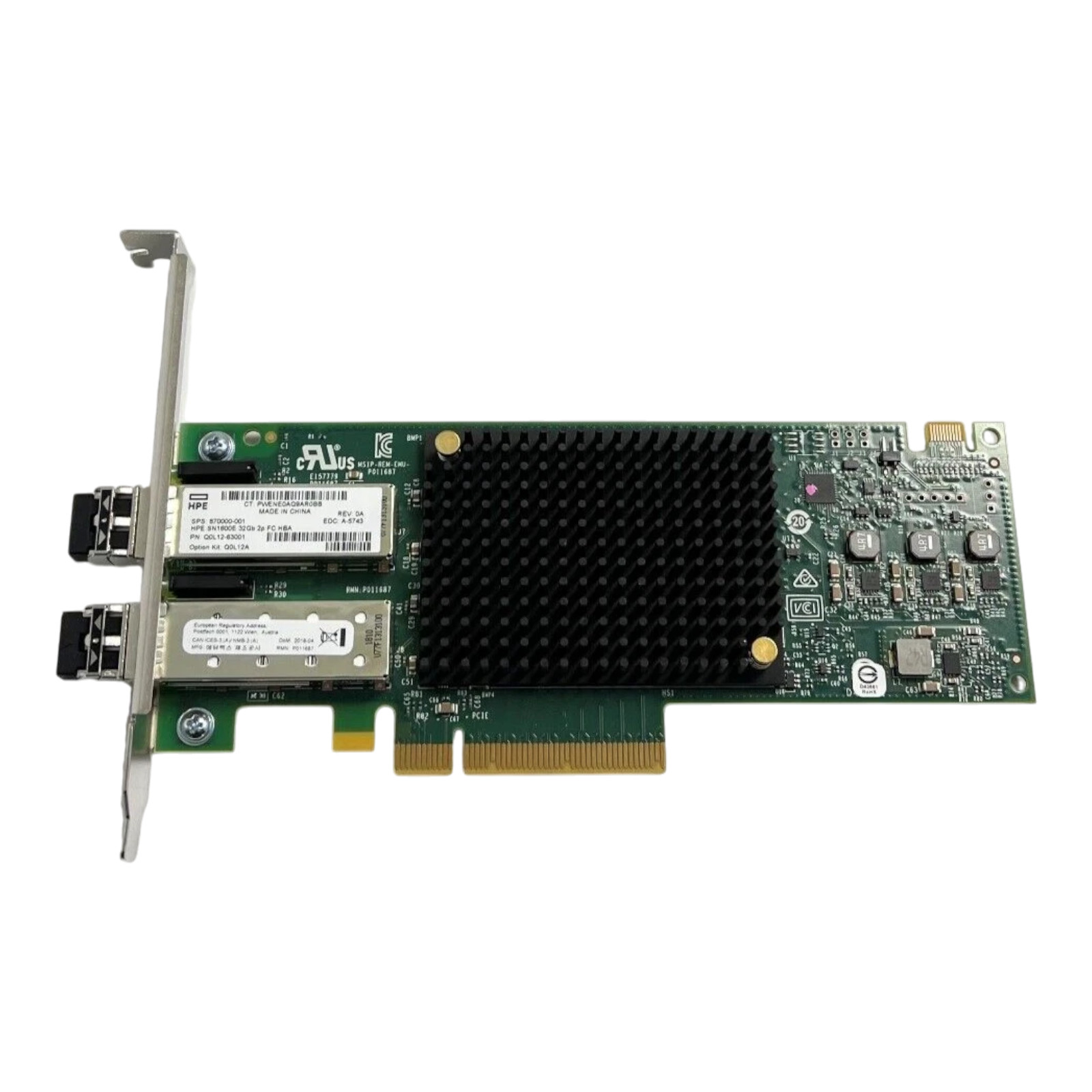 HPE StoreFabric SN1600E Dual Port 32Gb FC Host Bus Adapter HBA Q0L12A +2x SFP