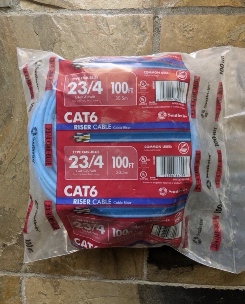 Riser Cable Cat6 100 Ft New in package Ae2