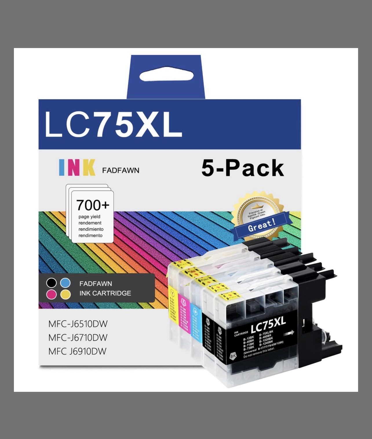 LC75 LC75XL High Yield Ink Cartridges - Replacement for Brother LC75 LC71 LC7...