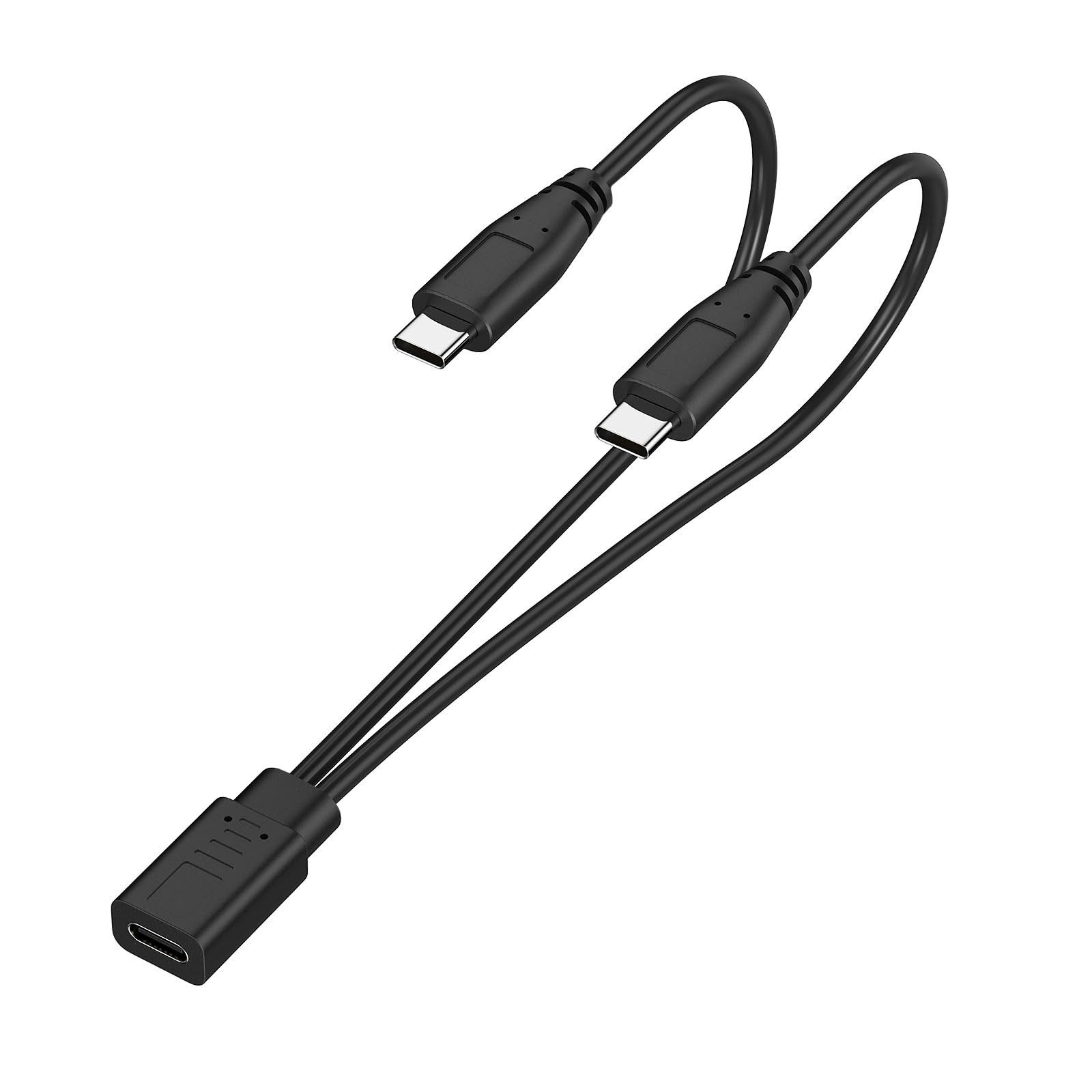 weishan 2-in-1 USB C Splitter Charge Cable, USB-C Female to 2 Type-C Black 