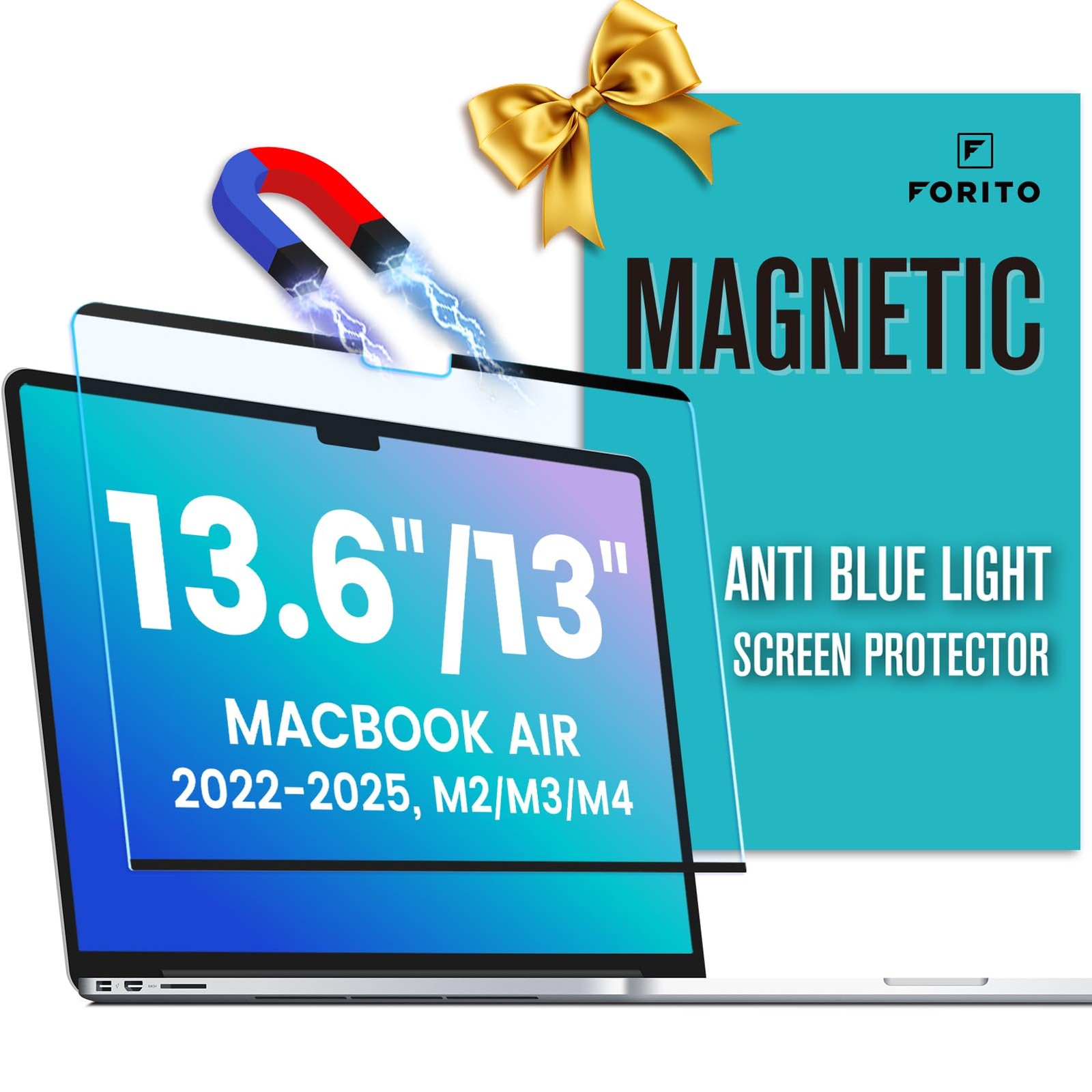 F FORITO Magnetic for MacBook Air 13.6" (2022-2025, M2,M3,M4), Transparent