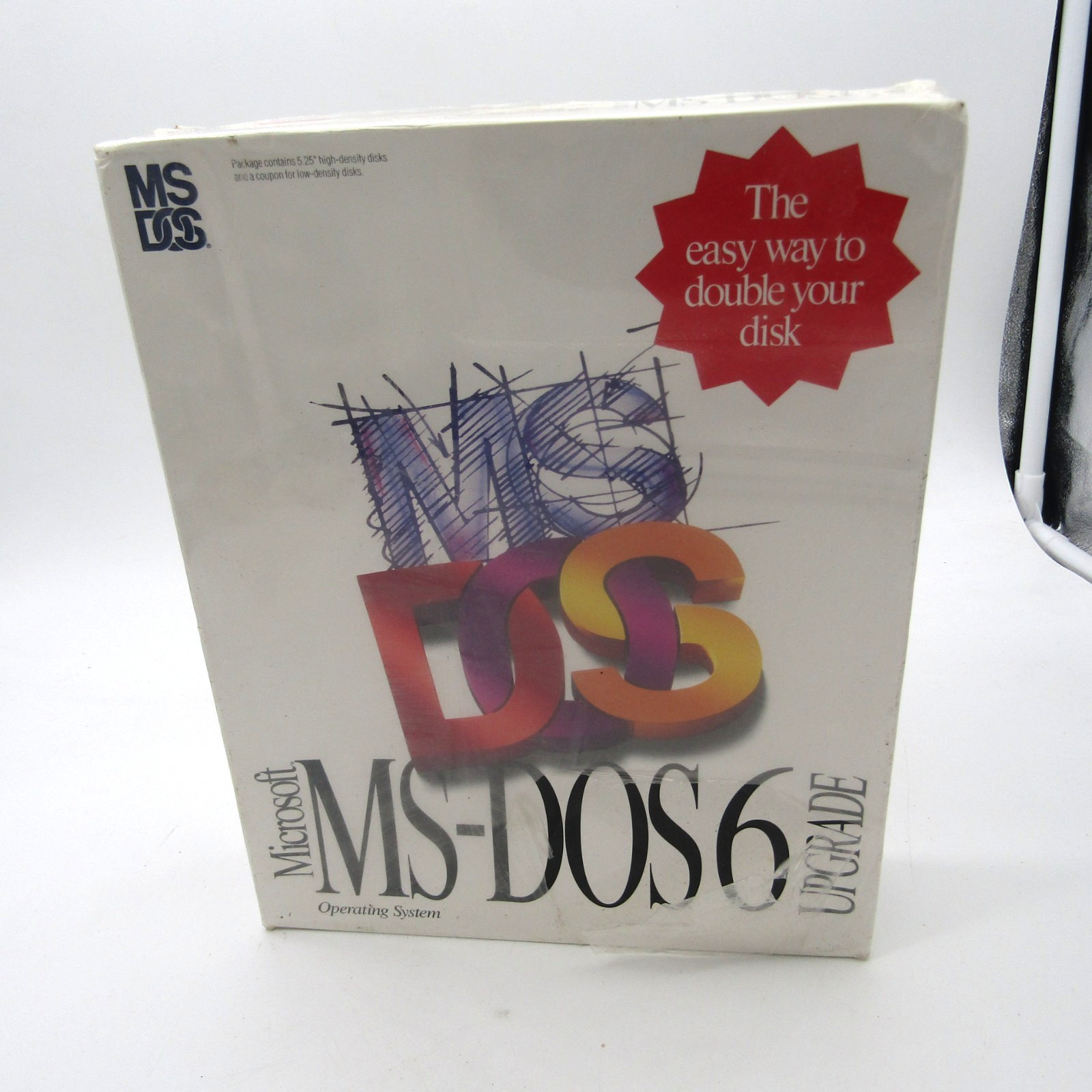 SEALED Microsoft MS DOS 6 Upgrade 5.25" Floppy with Creases and a Rip in Wrap