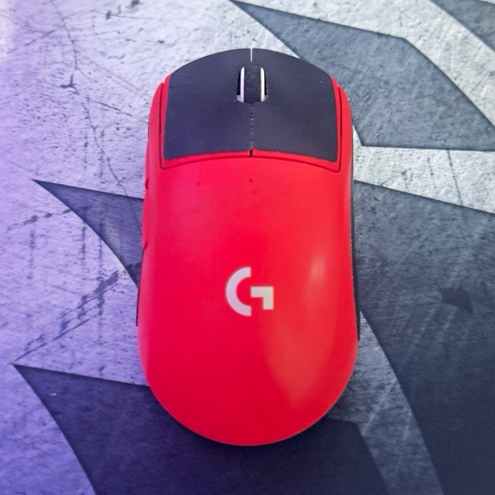 logitech G series super light X color red usb wireless connection.