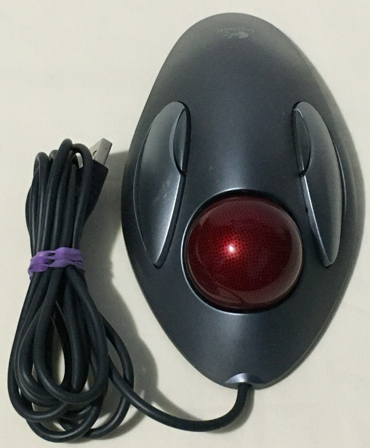 LOgitech T-BC21 Marble Desktop Mouse Trackman USB Plug and Play Dark Grey