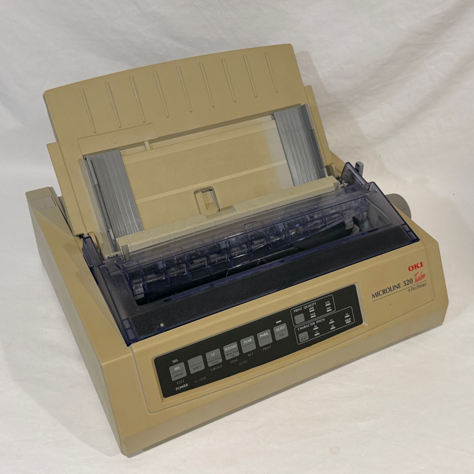 OKI Microline 320 Turbo 9 Pin Printer - POWERS / PRINTS / HEAVY WEAR / AS-IS