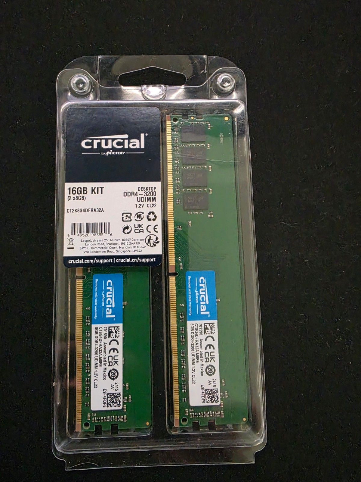 Crucial 16GB KIT Desktop Memory DDR4-3200 CT2K8G4DFRA32A
