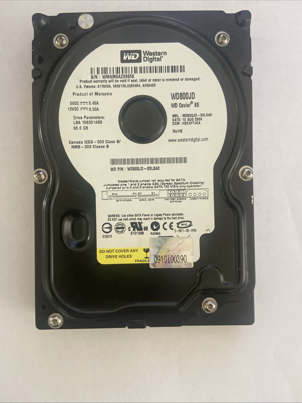 Western Digital 80GB 3.5" SATA Desktop Hard Drive HDD WD WD800JD-00LSA0