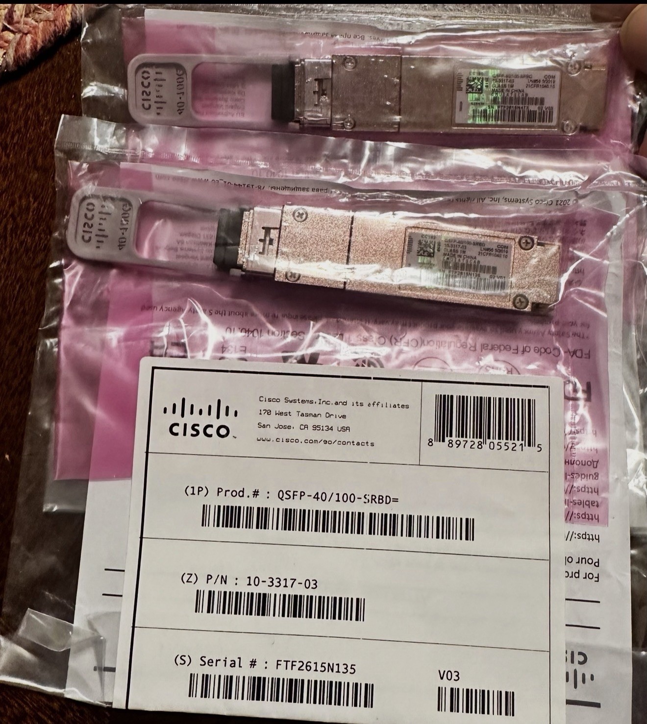 Original Cisco Lots of 11x QSFP-40/100-SRBD New  Sealed W/Holo.