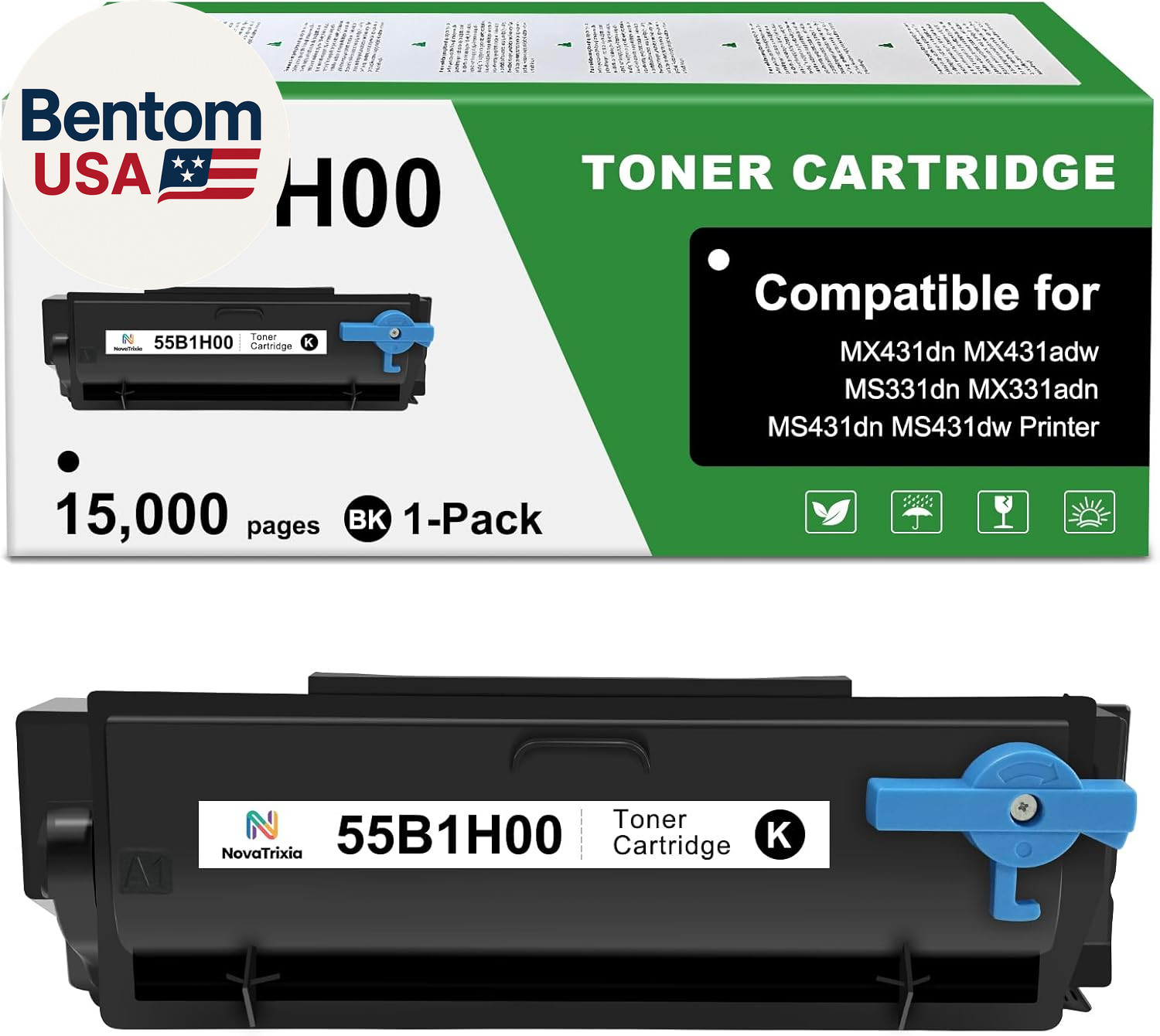 55B1H00 High Yield Toner Cartridge Compatible for Lexmark MS331 MS431 MX331 Mx43