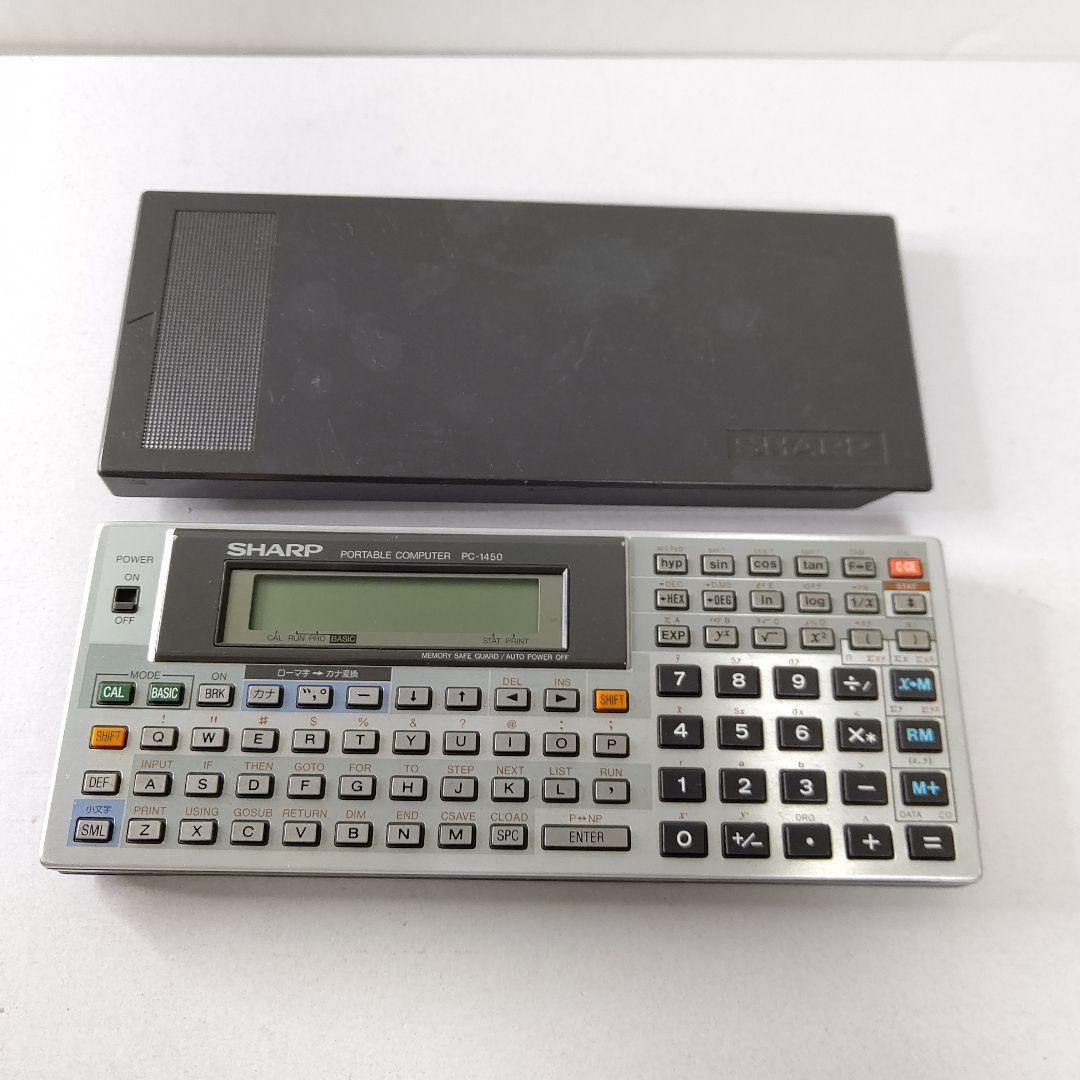 SHARP PC-1450 Pocket Computer Gray w/RAM Card CE-211M Rare Tested JAPAN