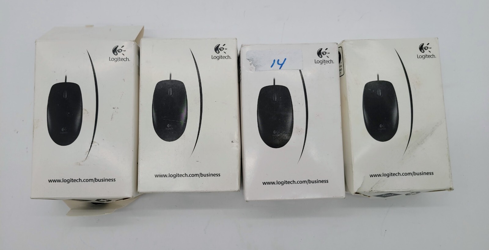 lOT OF 4 Logitech B100 (910-001439) Optical USB Mouse