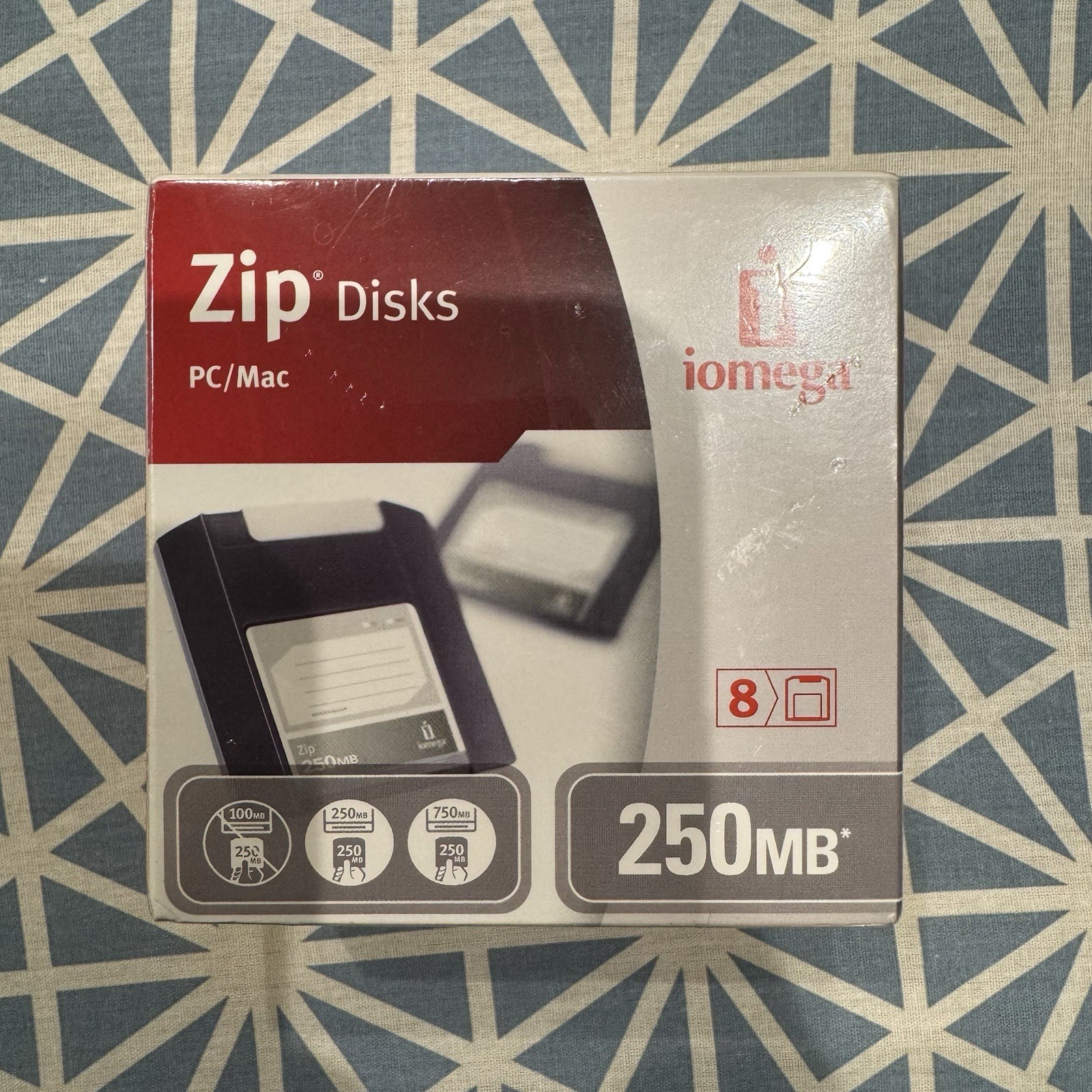 New Iomega Zip Disks 250MB 8-Pack Factory Sealed PC Mac Vintage Blank Media NOS