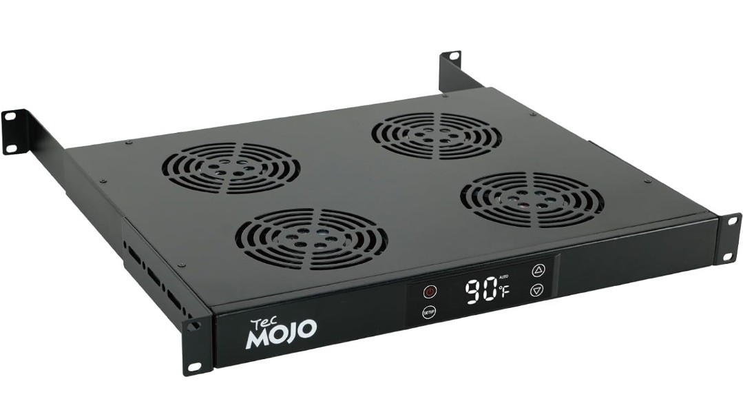 1U Rack Mount Cooling Fans 4 Fans Cooling System with Thermostat Digital Heat