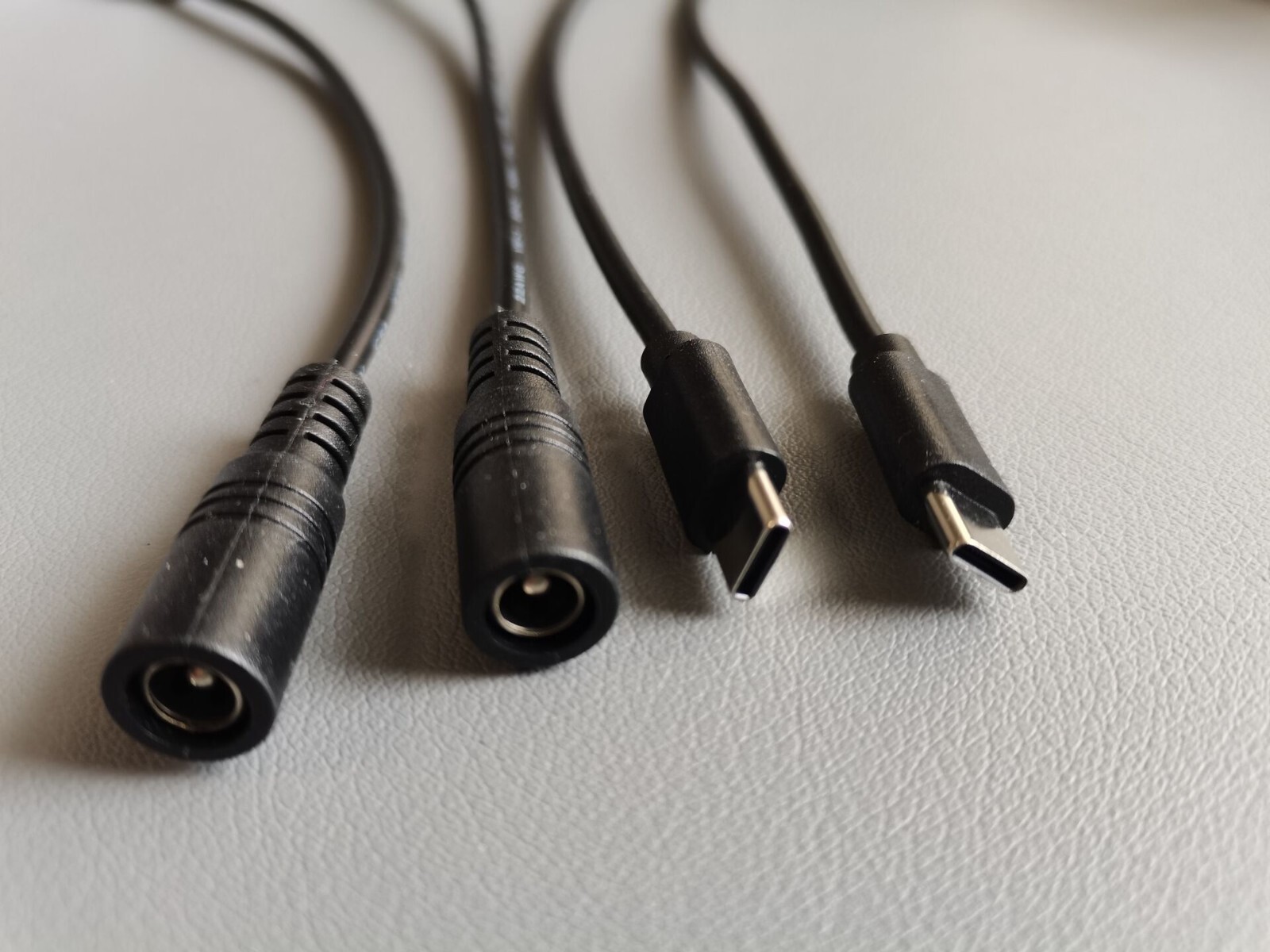2 pcs DC Power Jack 5.5x2.1mm Female to Type C Male Plug Cable 22AWG 20cm