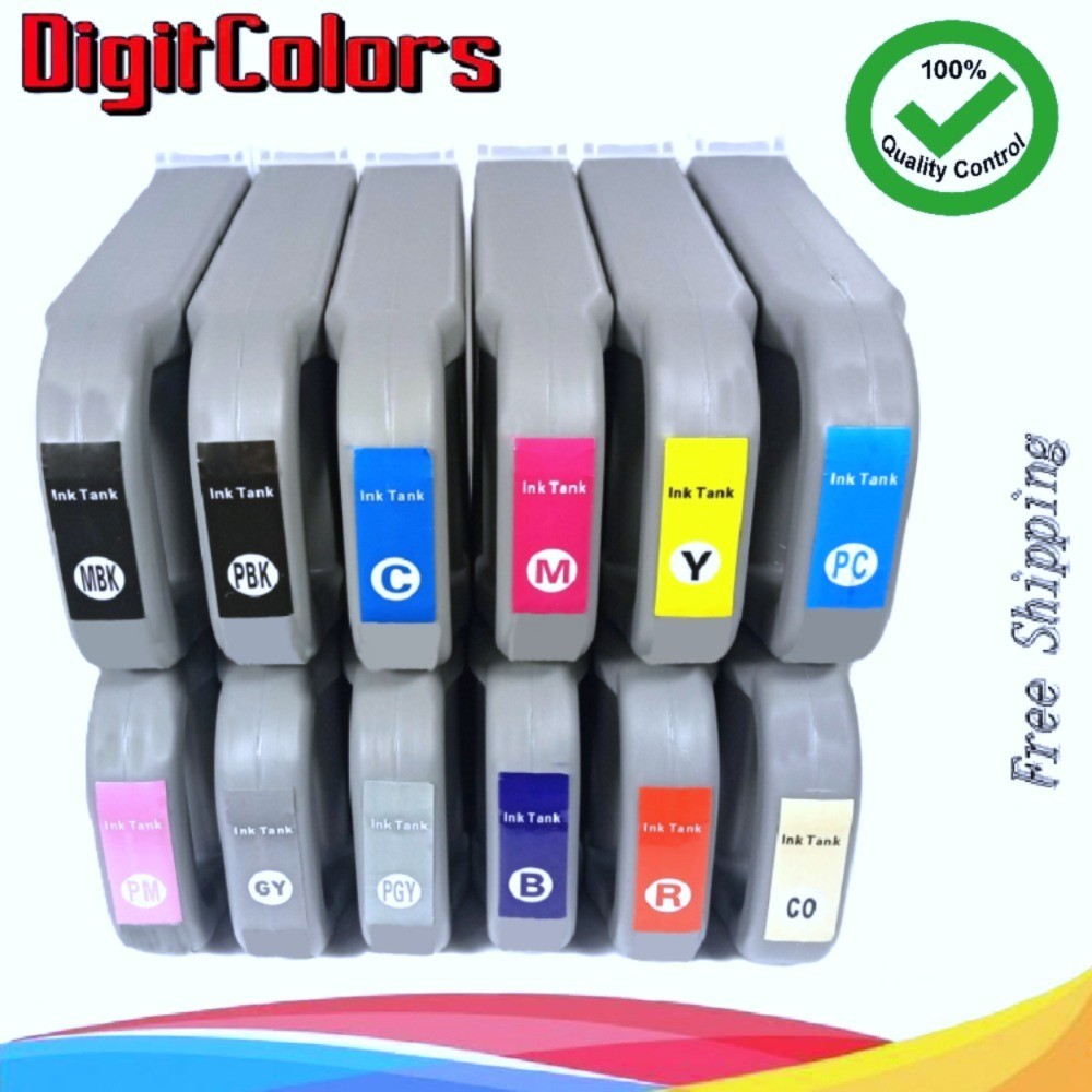 Pack 12 PFI-3700 PFI-2700MBK Ink Tank for Canon IPF  PRO-2600 PRO-4600 PRO-6600