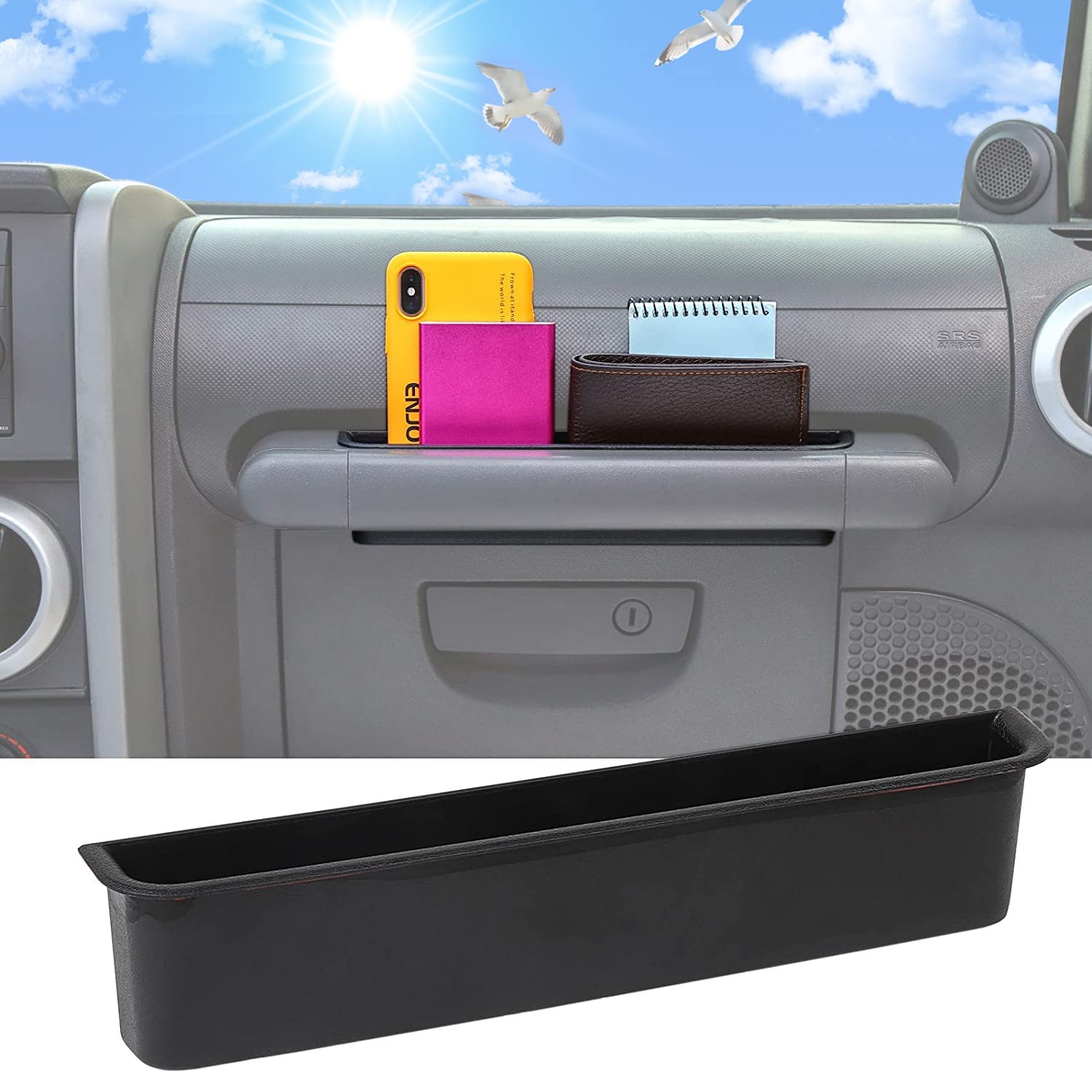 GrabTray Interior Storage Box Compatible with Jeep Wrangler JK 07-10 Passenge...