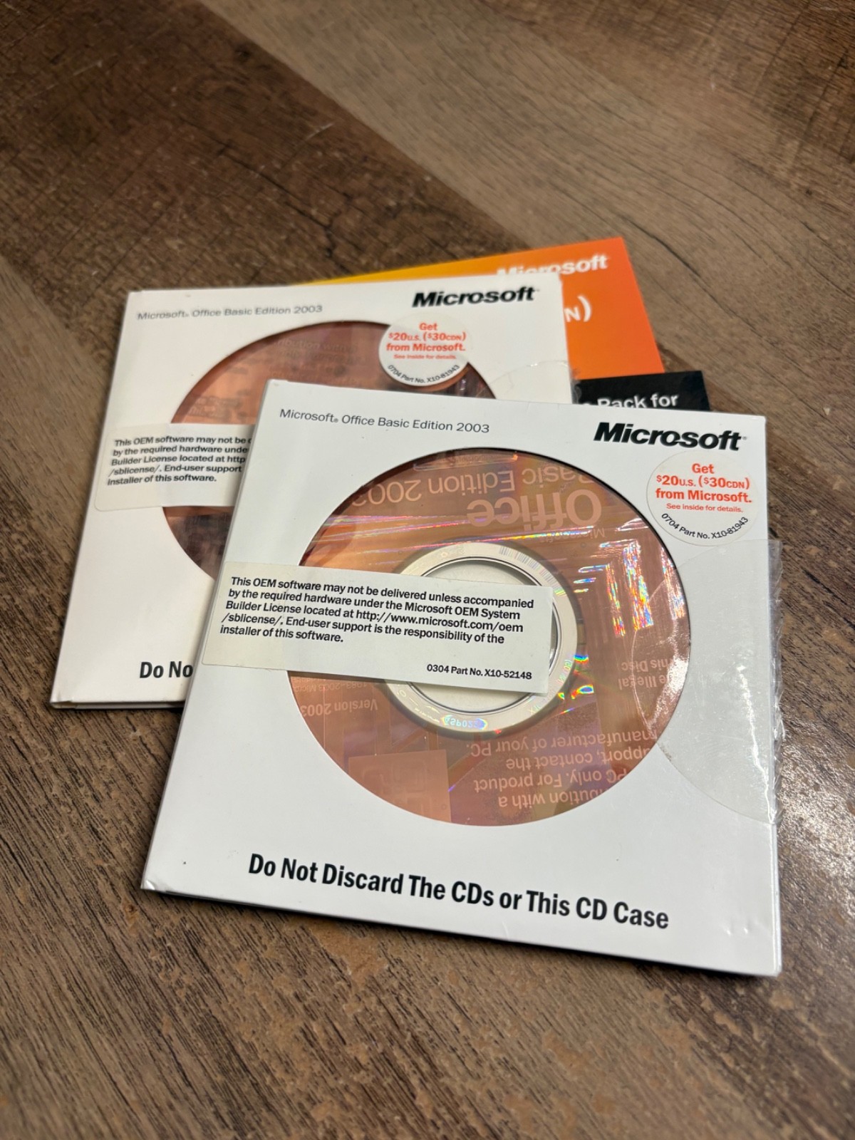 Pair of CD's - Microsoft Office Basic Edition 2003 Full OEM for Windows w/ keys