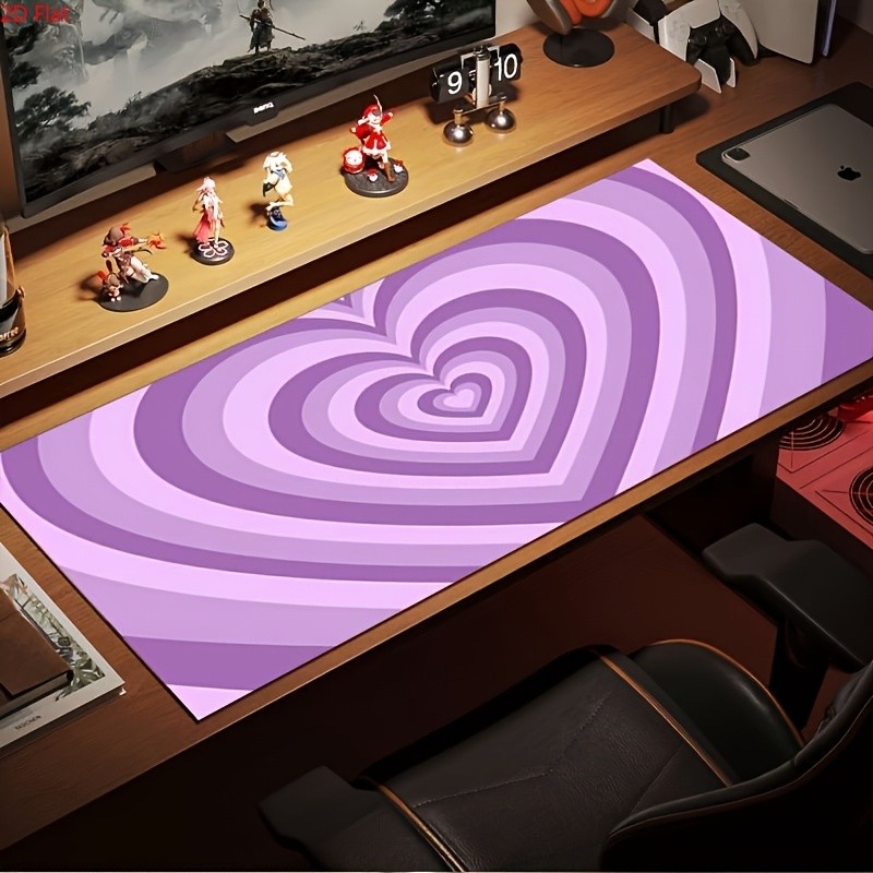 2D Flat Style Mouse Pad, Purple-Pink Gradient Heart Pattern, Durable Super Ant