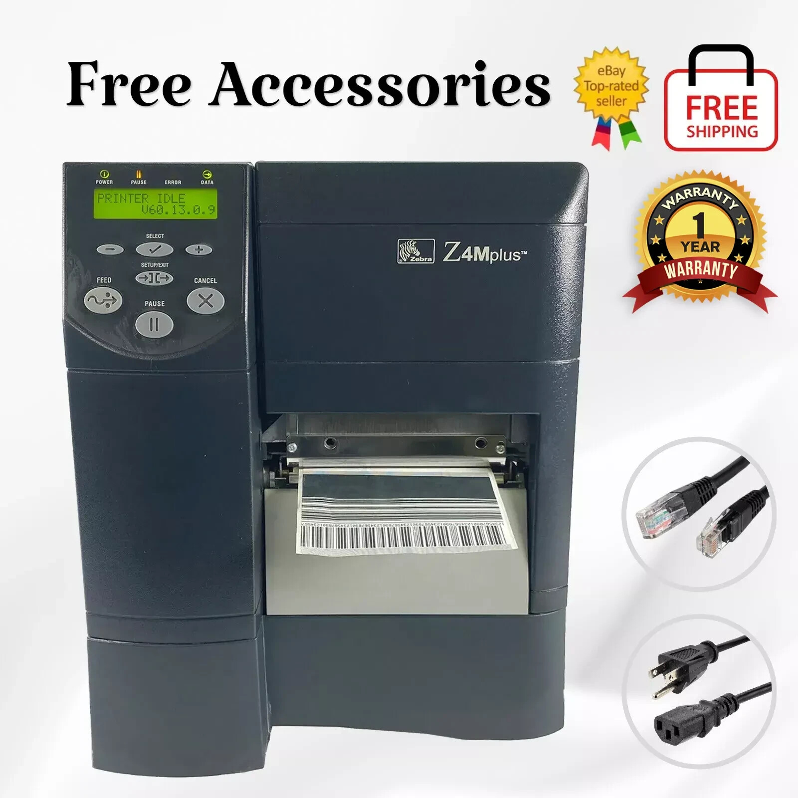 Zebra Z4MPlus Thermal Transfer Label Printer 300dpi Ethernet Serial 1YR WARRANTY