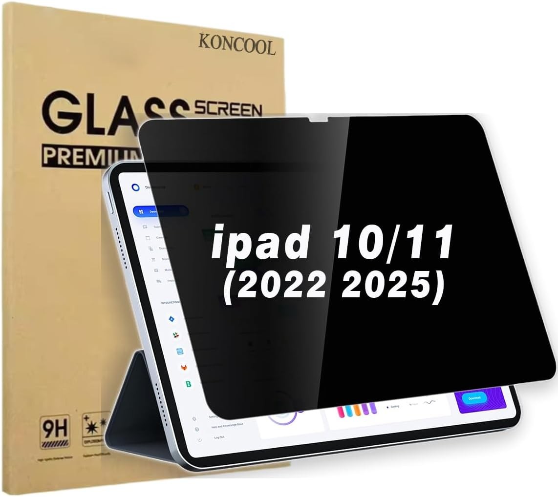 Privacy Screen Protector for iPad 10, Tempered Glass Film, Anti-Scratch, Bubble