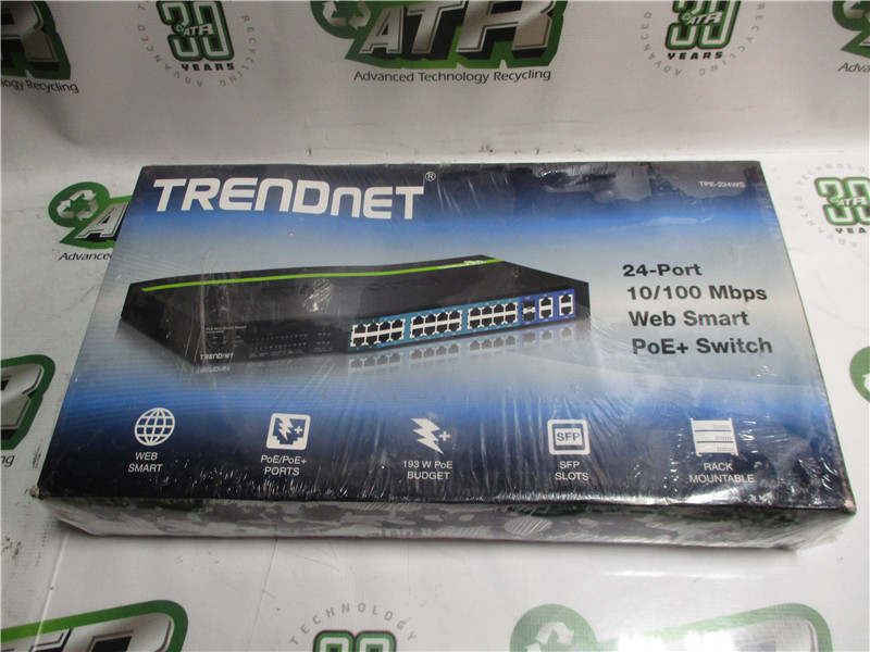TRENDnet 24-Port 10/100Mbps Web Smart PoE+ Switch New Factory Sealed
