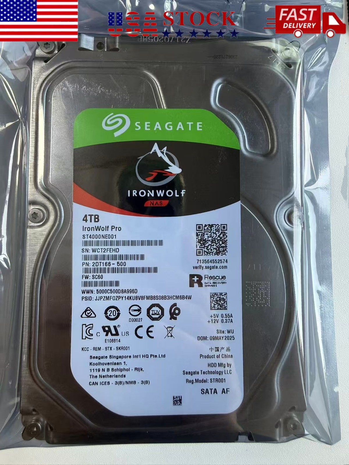 New Seagate ST4000NE001 IronWolf Pro 4TB 7200RPM 256MB SATA 3.5" NAS HDD