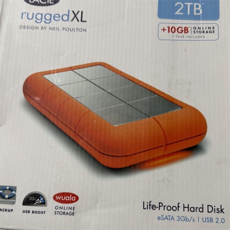 LaCie rugged XL 2TB External Drive Life-Proof eSATA USB 2.0 Orange