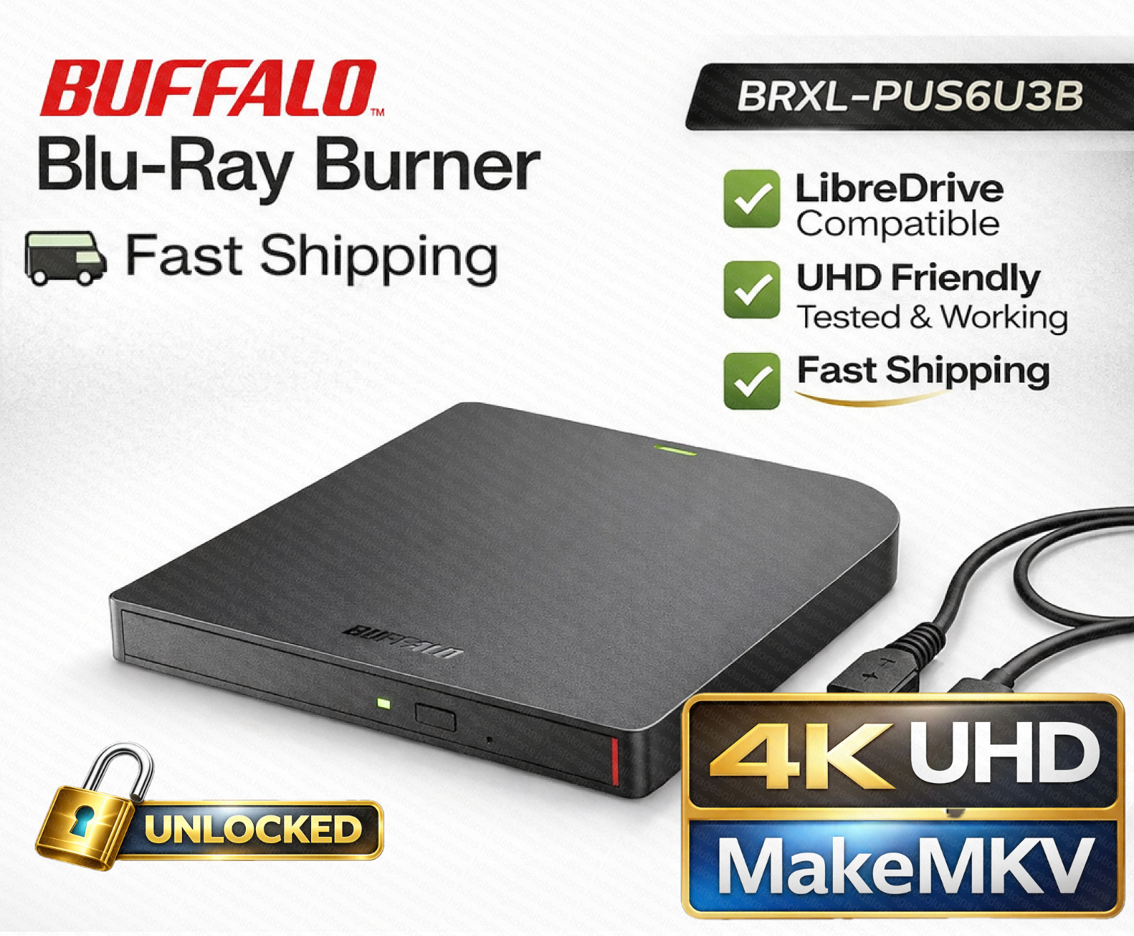 Buffalo BRXL-PUS6U3B 4K UHD Blu-Ray Drive MAKEMKV LibreDrive READY BU40N PLEX