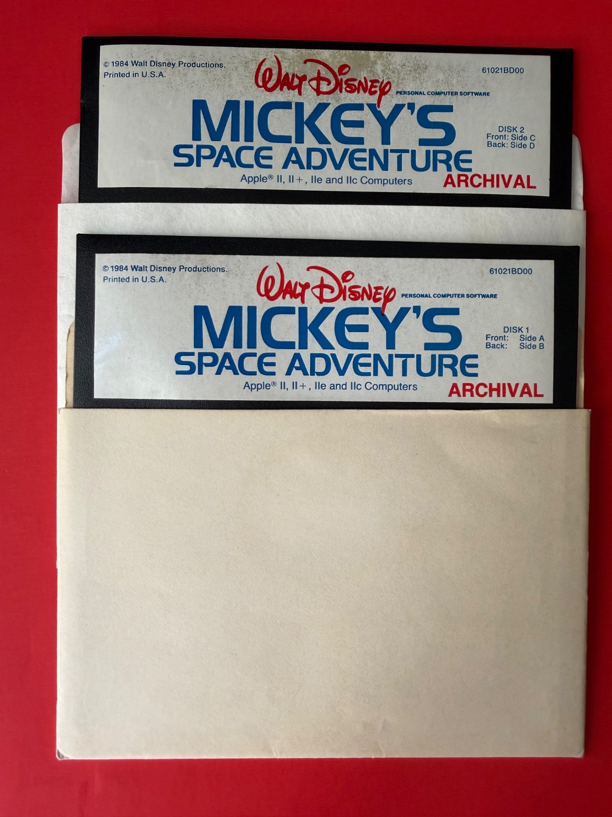 Walt Disney Mickey's Space Adventure 2 Disk Set / Apple II Computers