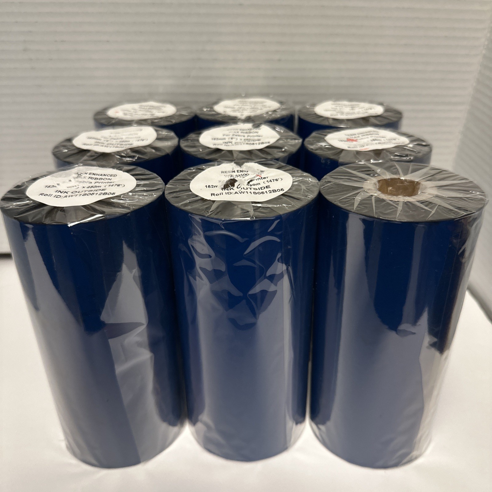 9 Rolls 6” x 1476’ Resin-Enhanced Wax 152mm x 450m Thermal Transfer Ribbon Zebra