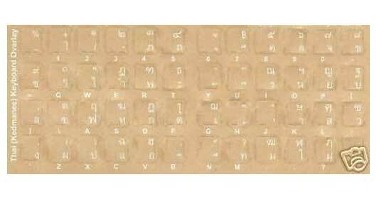 Thai Keyboard Stickers with Reverse Print White Letters
