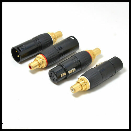 Pair Gold plated XLR Female to RCA Female Socket Adapter Gold Balanced Plug Male