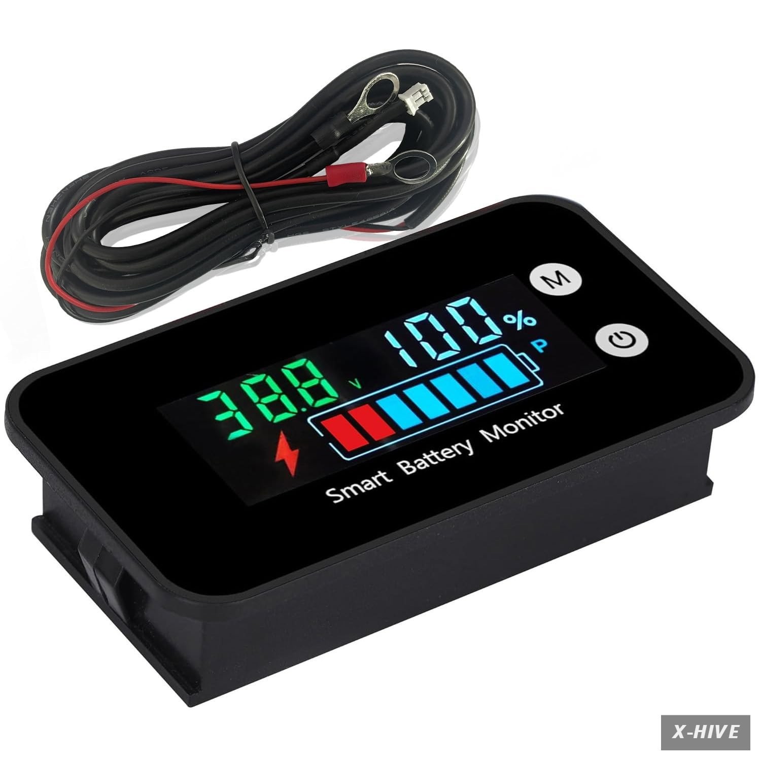 7-100V Smart Battery Monitor with Buzzer Alarm & Temperature 2V 24V 36V 48V 60