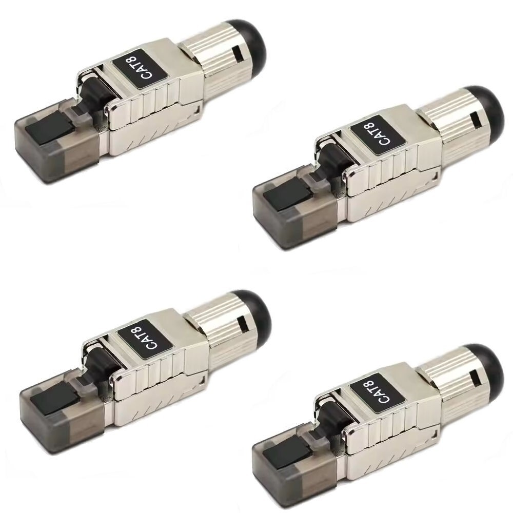 4 Pcs CAT8 Shielded RJ45 40G Network LAN Ethernet Plug Connector Tool Free