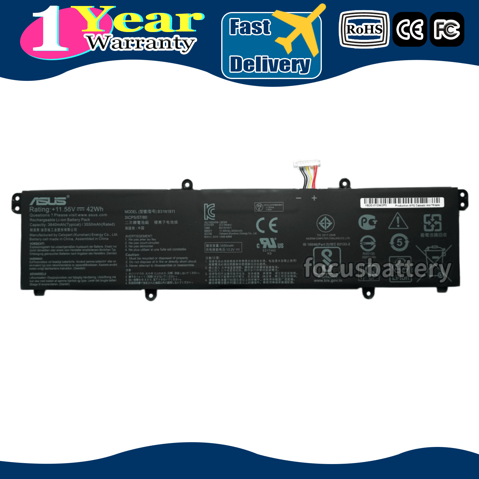 New Genuine B31N1911 Battery For ASUS VivoBook Flip 14 TM420IA TP470EA TP470EZ