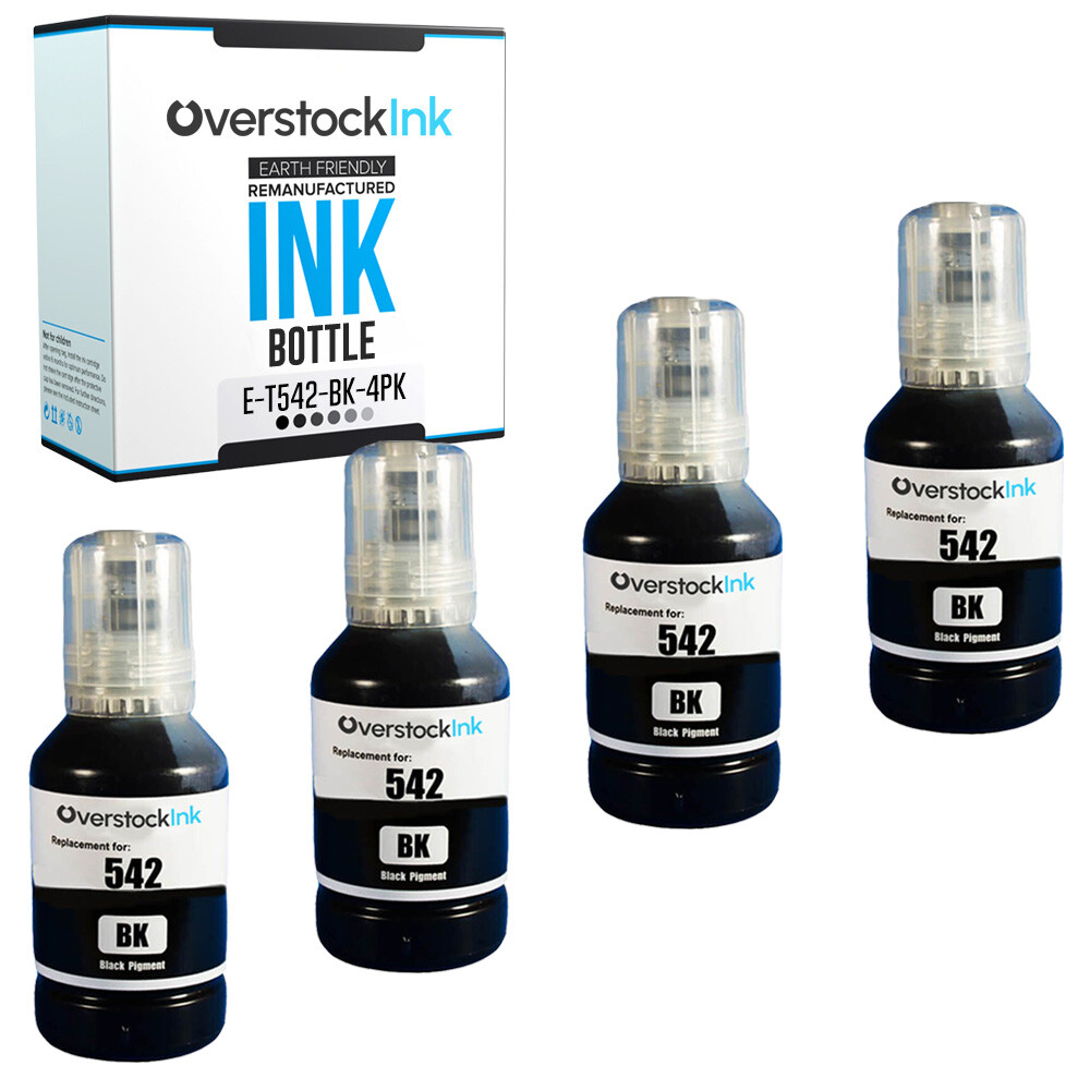 4PK Replacement for Epson T542BK Ink Bottle for EcoTank Pro ET-5880 ST-C8000