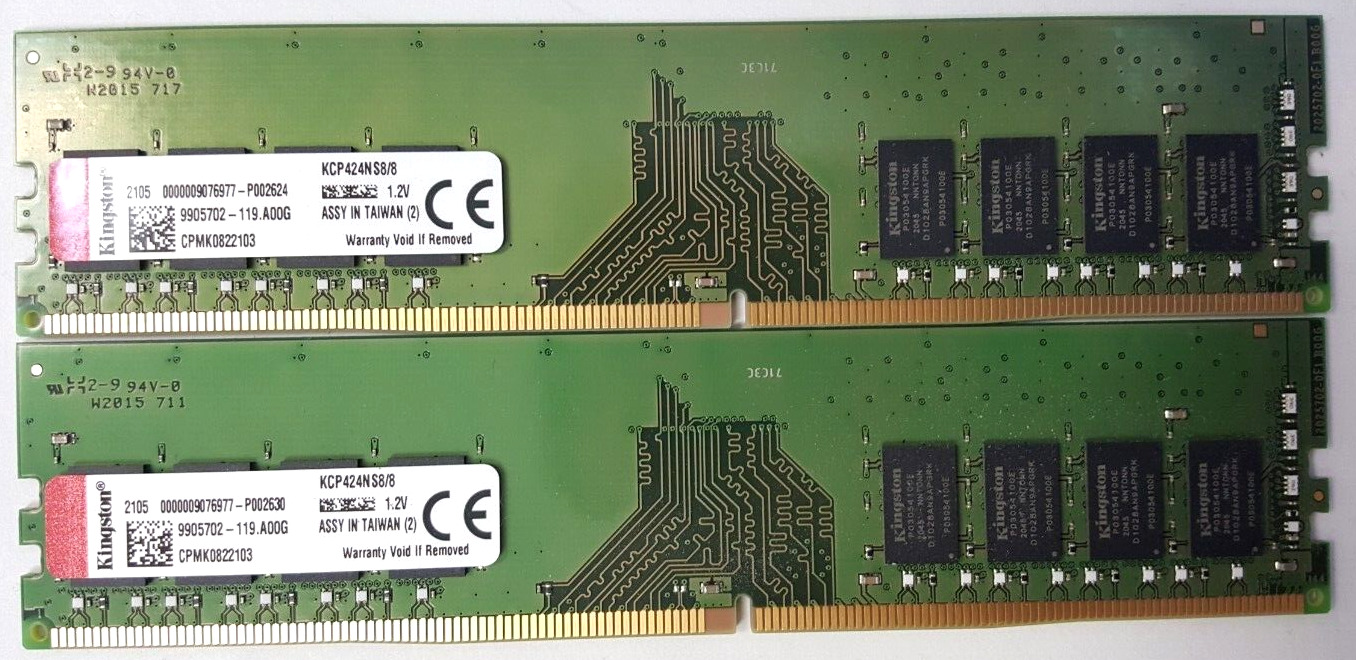Kingston 16GB (2 x 8GB) DDR4 2400MHz PC4-19200 DDR4 Memory RAM KCP424NS8/8
