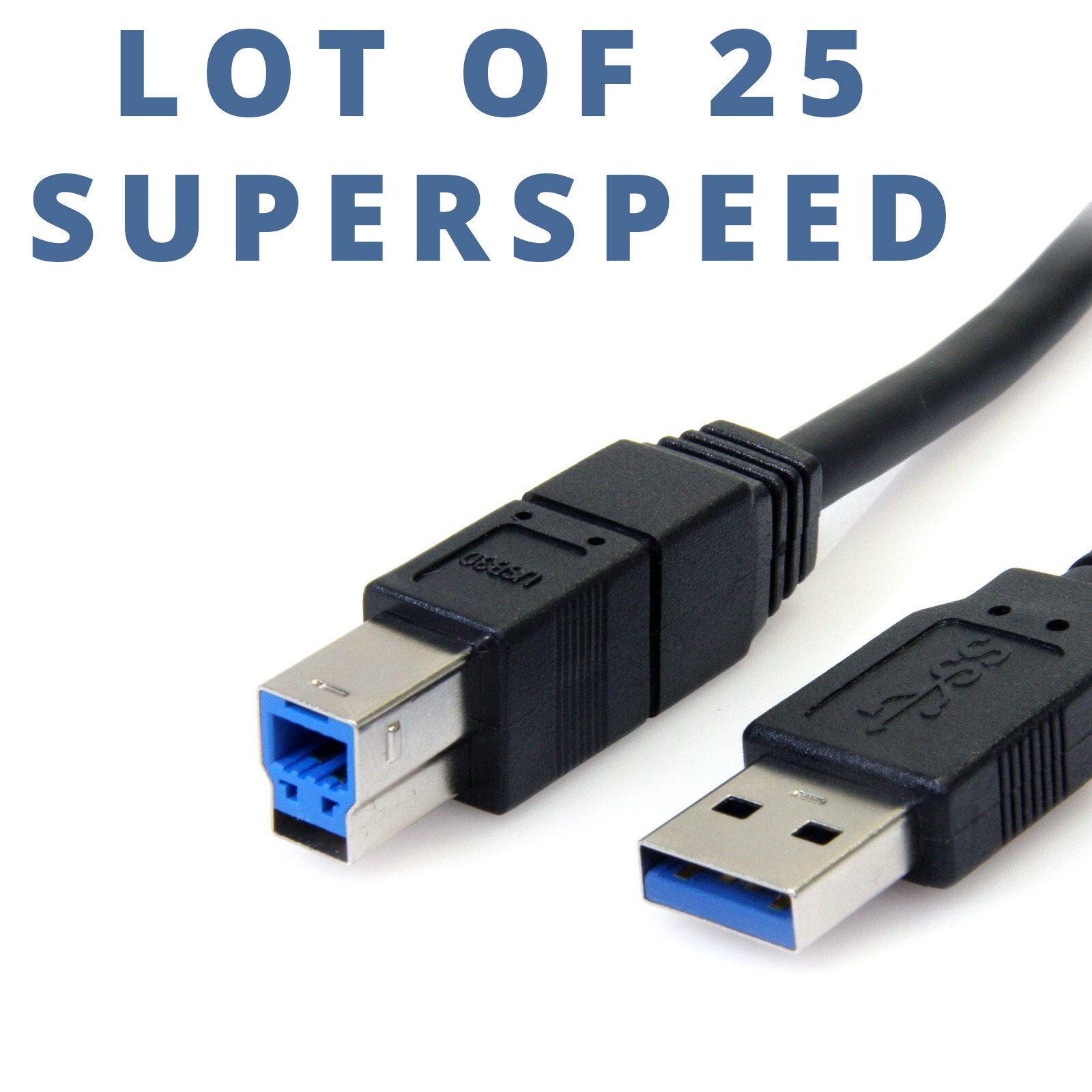 PACK of 25 6FT BEST QUALITY ORIGINAL CABLES USB 3.0 A to B HIGH SPEED