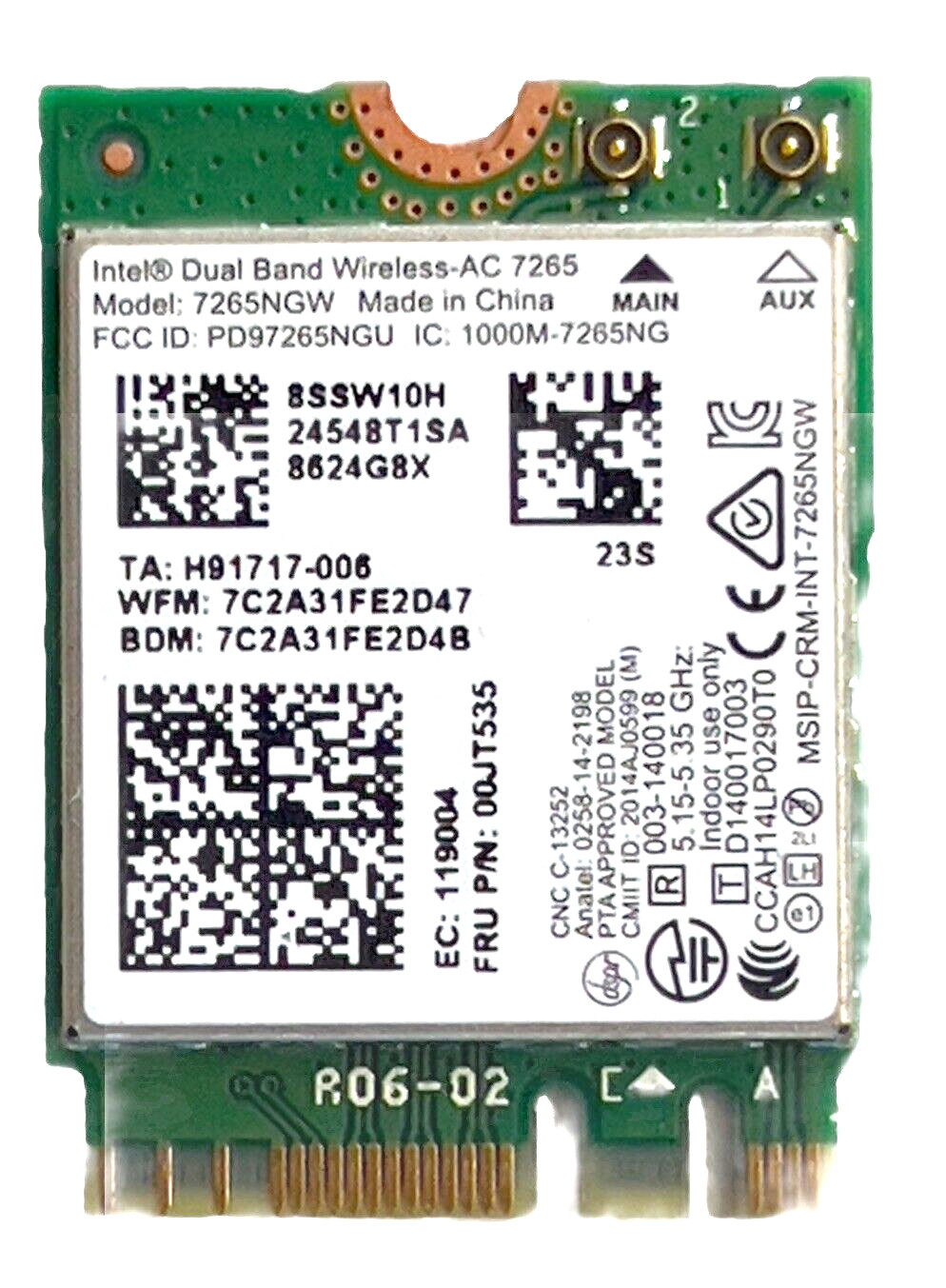 Lenovo 100e Chromebook 2nd Gen 82CD OEM Wireless WiFi Card 8SSW10K97465