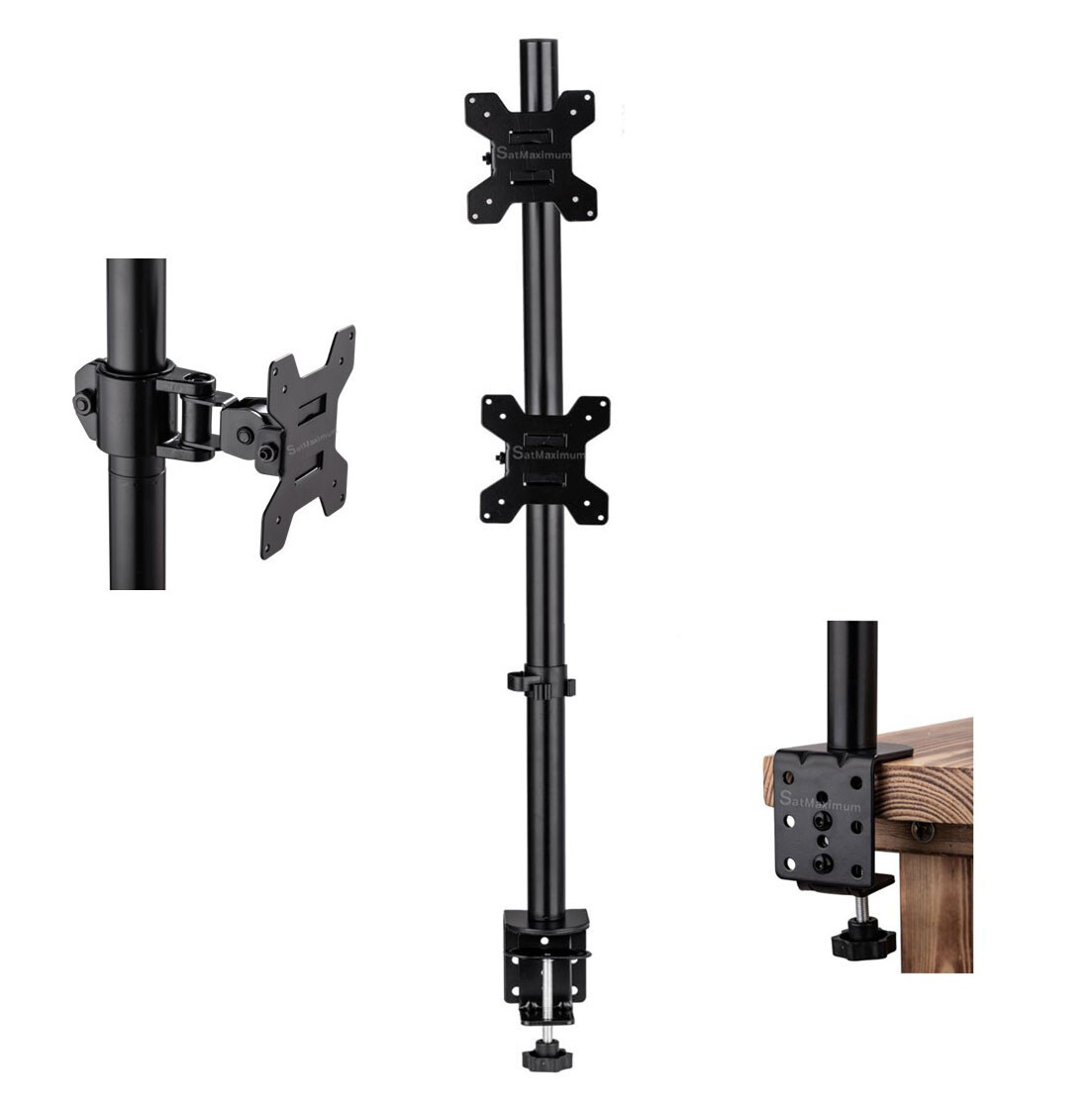 TV/Monitor VESA Desk Mount Dual Stacked Vertical Fits 13"-27" Screens LED LCD TV