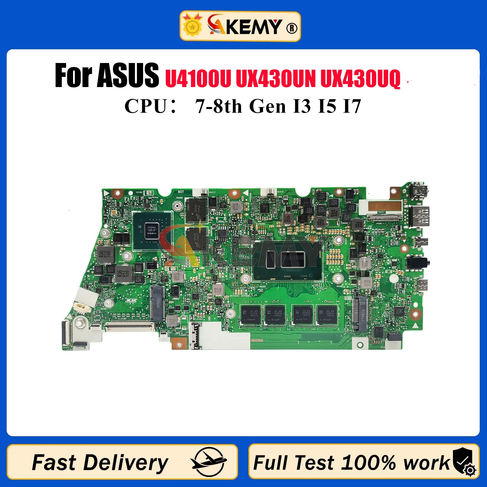 UX430UN Laptop Motherboard For ASUS U4100U UX430UQ Mainboard W/ I3 I5 I7 CPU