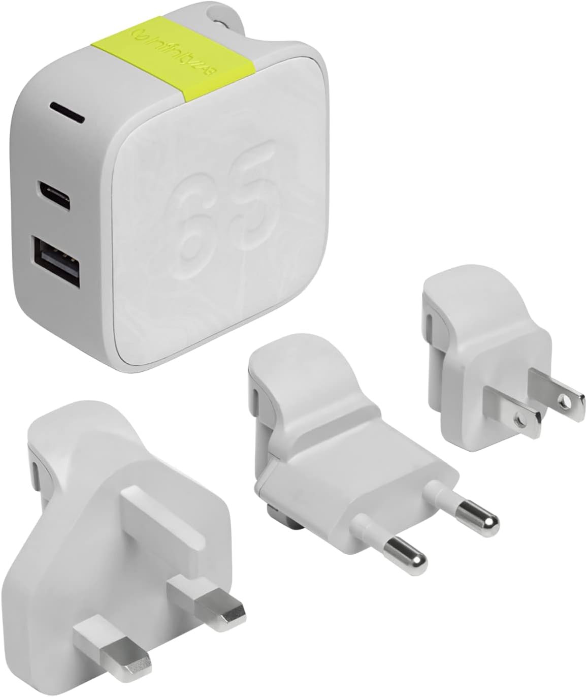 INFINITY LAB InstantCharger 65W 2 USB, Powerful USB-C & USB-A Gan PD Charger NEW