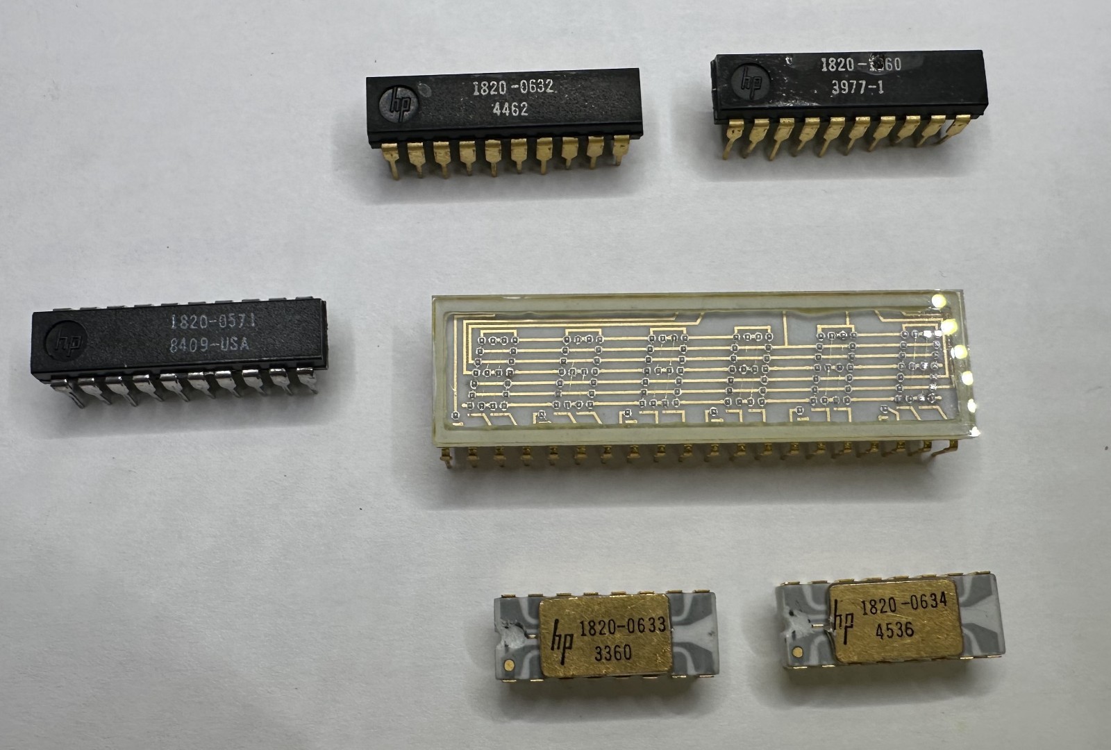 LOT 6pcs MIXED VINTAGE HP DOT MATRIX, SPIDER LEADS IC GOLD LEGS, ETC, UNTESTED,