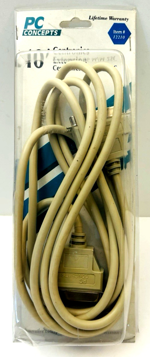 Vtg PC Concepts 10FT Centronics Extension 36 M/M 25C #12210