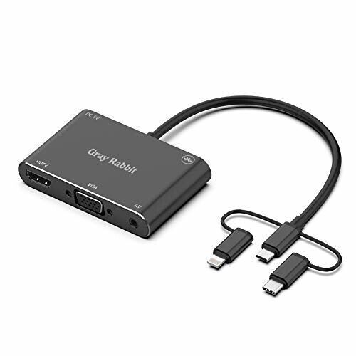 HDMI VGA AV Adapter Converter, Gray Rabbit iPhone USB-C USB to HDMI Adapter