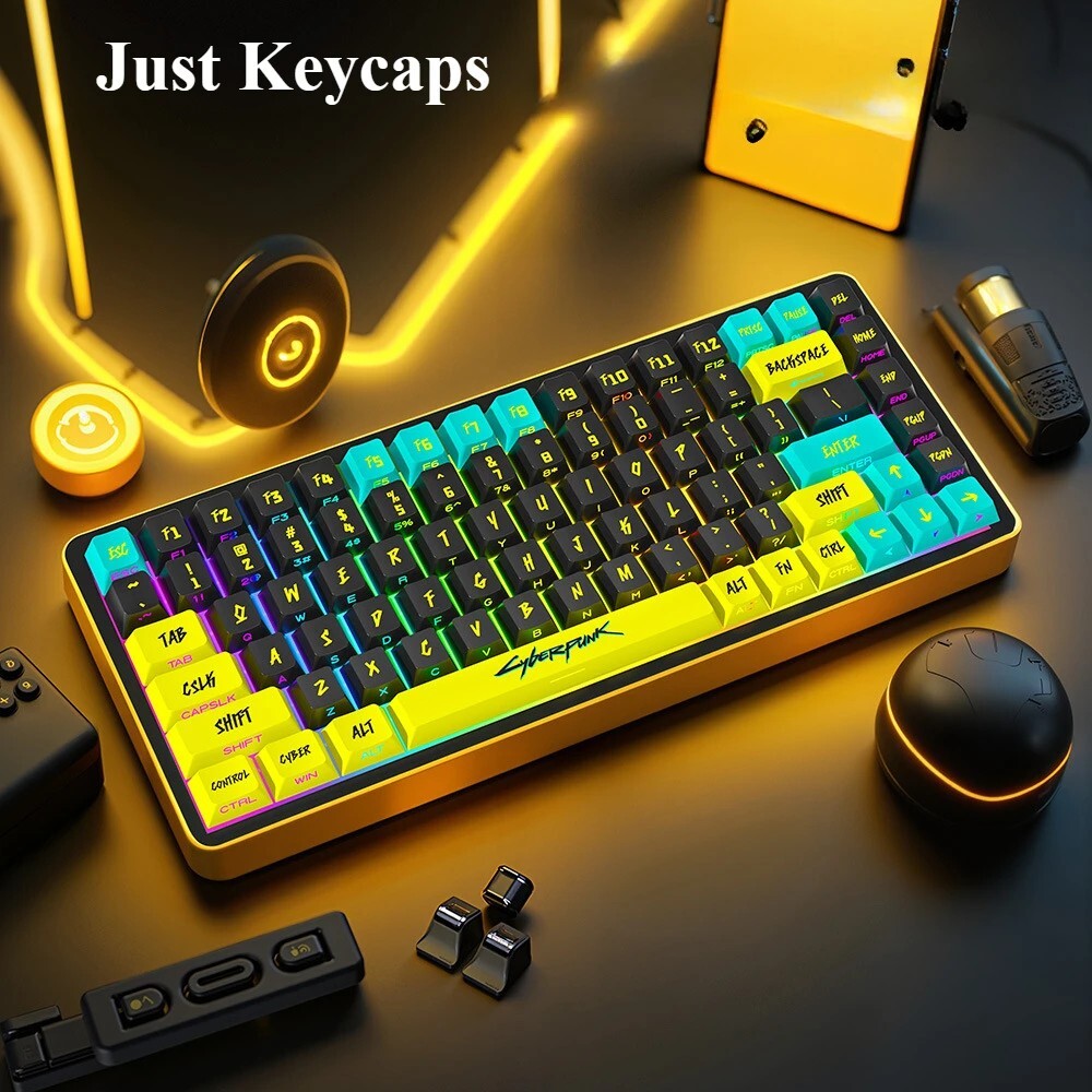 Cyberpunk 129-Key PBT Keycap Set Translucent Compatible with 61–108 Key Layouts