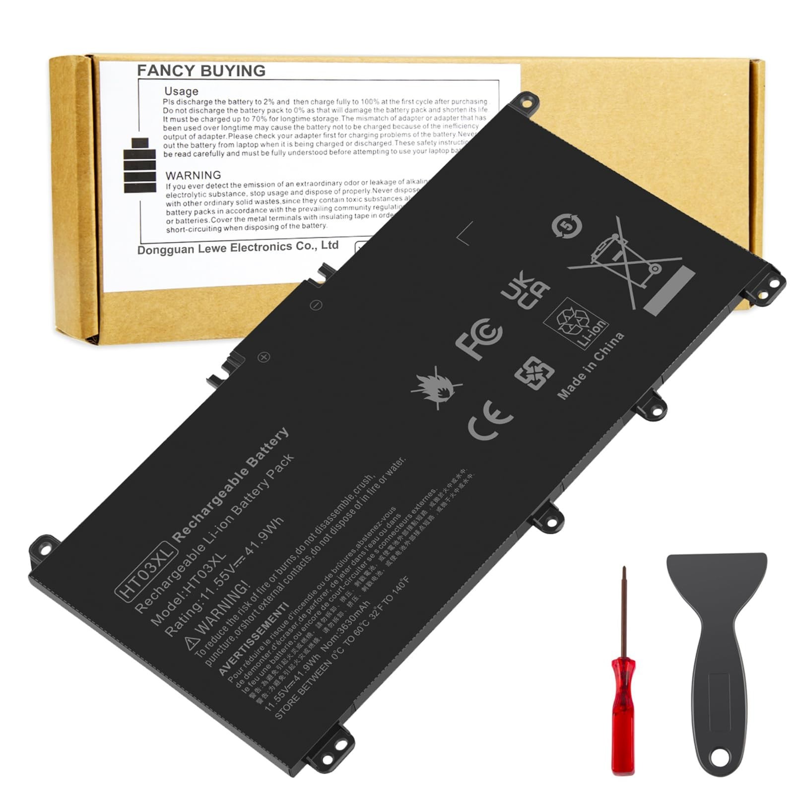 High-Capacity Replacement Battery for HP Pavilion 15 14 17 Series - Long Life, F