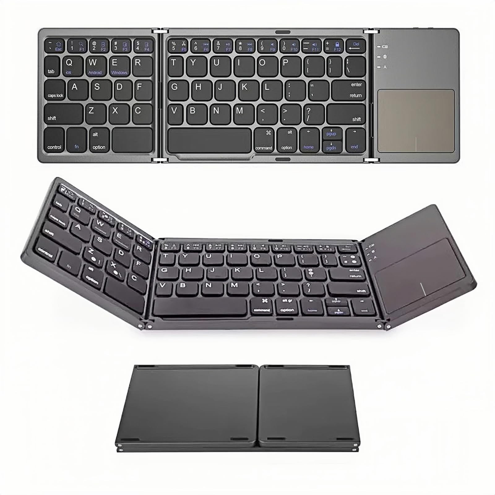 Guiheng Foldable Bluetooth Keyboard with Touchpad, Portable Wireless grey