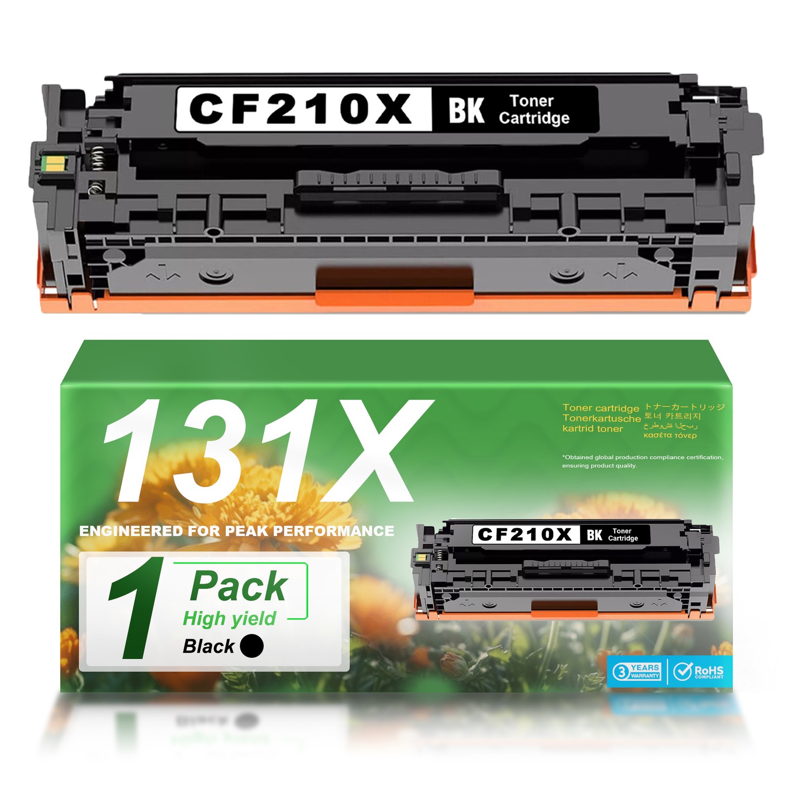 1-Pack 131X CF210X Black Toner with Chip for HP M251n M276n LaserJet Pro